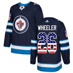 Barn NHL Winnipeg Jets Tröjor 26 Blake Wheeler Authentic marinblå  USA Flag Fashion