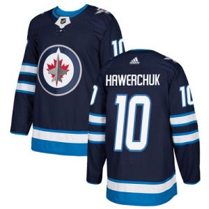 Barn NHL Winnipeg Jets Tröjor Dale Hawerchuk 10 Authentic marinblå  Hemma